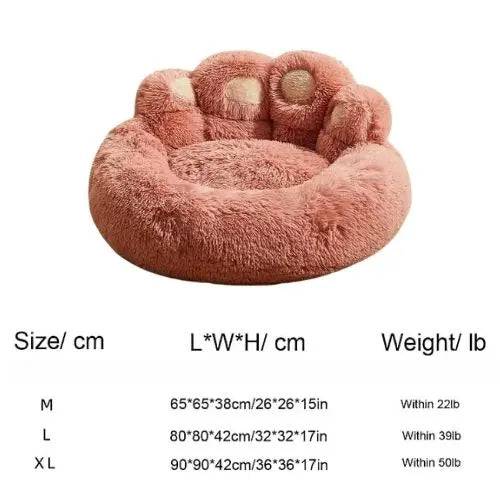 Pink Dog Bed Mat Round Large Pet House Long Plush Deep Sleeping Warm Bear Paw Shape Super Soft Cushion Calm Beds High Quality - Trendypet's Zone