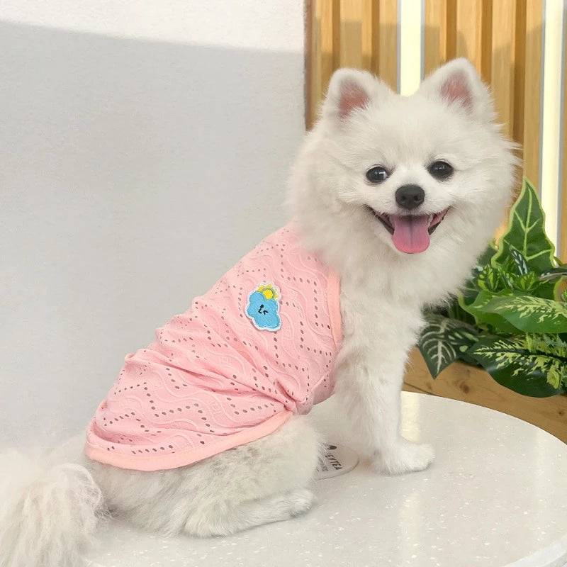 Pink Dog Summer Clothes Cute Embroidery Striped Top Vest Breathable Puppy Sleeveless Shirt TRENDYPET'S ZONE