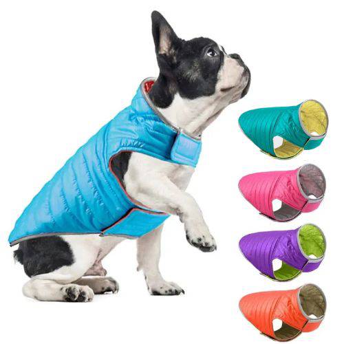 Pink Grey Reversible Jacket Dual Colors Reflective Winter Dog Clothes Coat Vest TRENDYPET'S ZONE