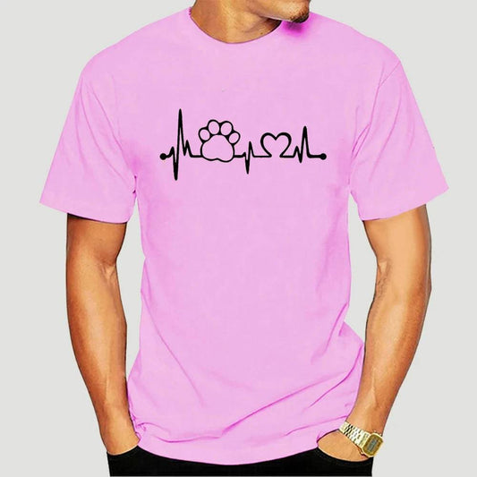 Pink Heartbeat Lifeline Dog Men T-Shirt Casual Funny Foot For Guy Boy Hipster TRENDYPET'S ZONE