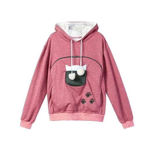 Pink High Quality Sweatshirt Cat Dog Lovers Hoodies Kangaroo Pet Paw Ears Cuddle Pouch Pullovers - Trendypet's Zone