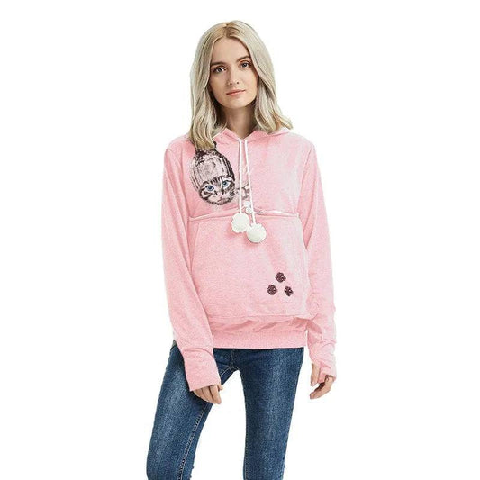 Pink High Quality Sweatshirt Cat Dog Lovers Hoodies Kangaroo Pet Paw Ears Cuddle Pouch Pullovers - Trendypet's Zone