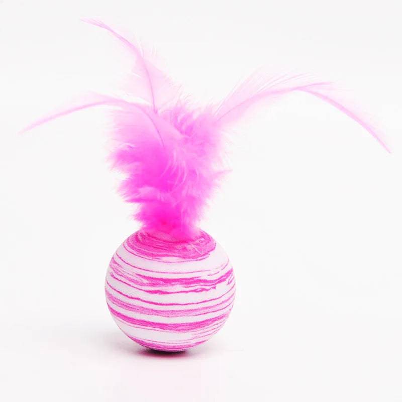 Pink Interactive Cat Toy Star Texture Feather Foam Ball TRENDYPET'S ZONE