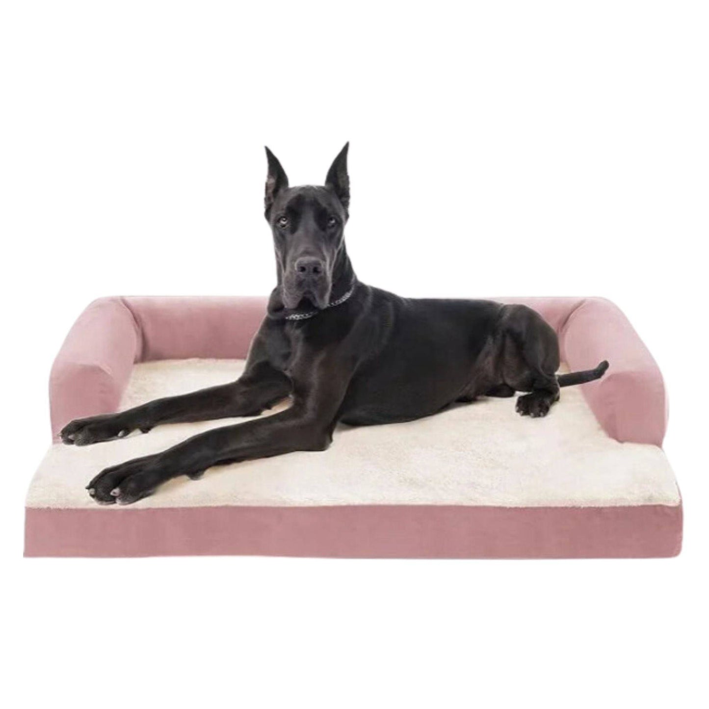 Pink Memory Foam Orthopedic Dogs Beds with Bolsters, Removable Washable Cover, Nonskid Bottom, XXL Size 53.0" x 42.0" x 8.0" - Trendypet's Zone