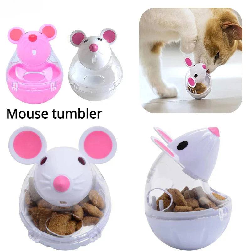 Pink Mouse Tumbler Leak Food Feeder Pet Puzzle Cartoon Cats Toy Leakage Ball Kitten Interactive Toys Slow Feeding Pet Supplies - Trendypet's Zone