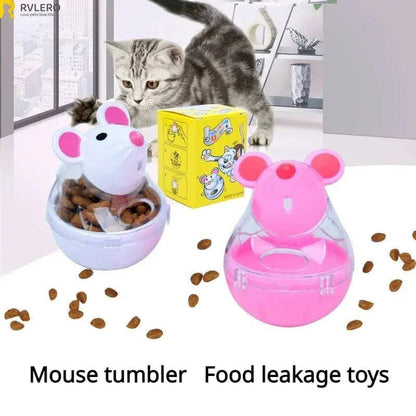 Pink Mouse Tumbler Leak Food Feeder Pet Puzzle Cartoon Cats Toy Leakage Ball Kitten Interactive Toys Slow Feeding Pet Supplies - Trendypet's Zone