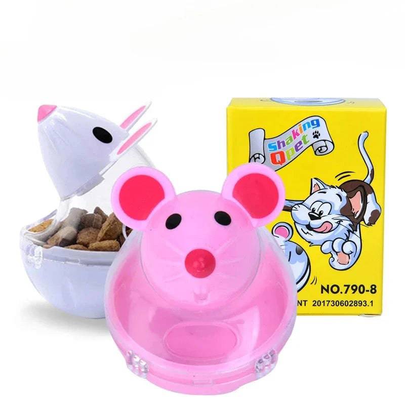 Pink Mouse Tumbler Leak Food Feeder Pet Puzzle Cartoon Cats Toy Leakage Ball Kitten Interactive Toys Slow Feeding Pet Supplies - Trendypet's Zone