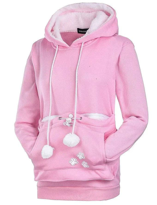 Pink Paw Print High Quality Sweatshirt Cat Dog Lovers Hoodies Kangaroo Pet Paw Ears Cuddle Pouch Pullovers - Trendypet's Zone