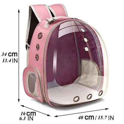 Pink Pet Carrier Backpack Transparent Capsule Bubble Backpack Small Animal Puppy Kitten Breathable Carrier for Travel TRENDYPET'S ZONE