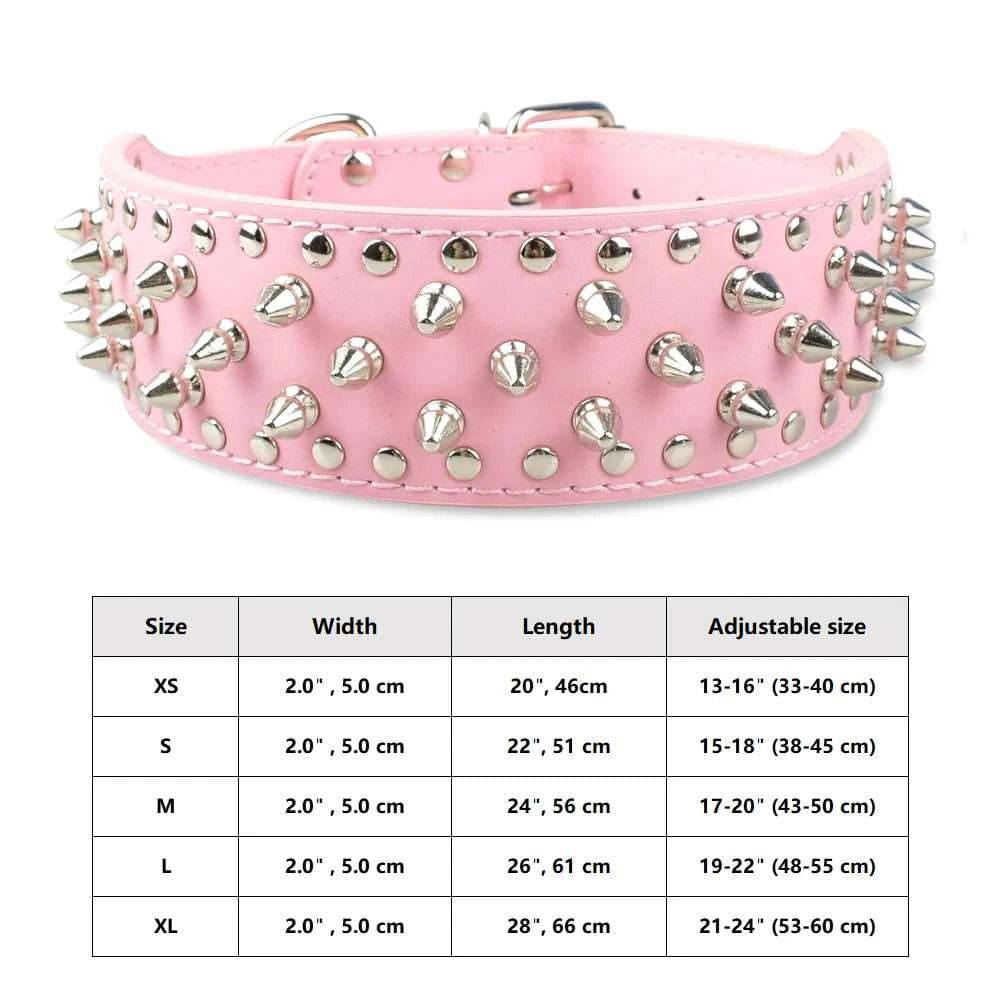 Pink Spiked Studded Leather Dog Collar Adjustable Anti-Bite Puppy Neck Strap Collars For Small Medium Dogs TRENDYPET'S ZONE