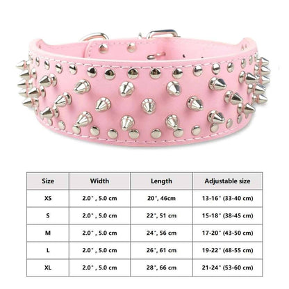 Pink Spiked Studded Leather Dog Collar Adjustable Anti-Bite Puppy Neck Strap Collars For Small Medium Dogs TRENDYPET'S ZONE