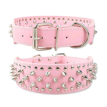 Pink Spiked Studded Leather Dog Collar Adjustable Anti-Bite Puppy Neck Strap Collars For Small Medium Dogs TRENDYPET'S ZONE