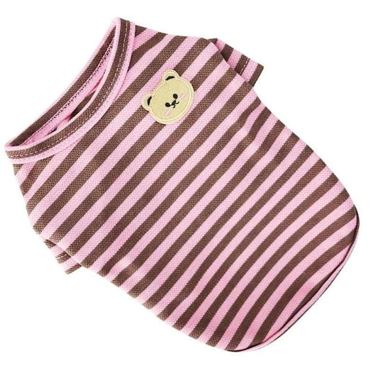 Pink Summer Clothes for Small Dogs Fashion T-Shirt Bear Print Puppy Thin Strip Vest Pet Clothes TRENDYPET'S ZONE