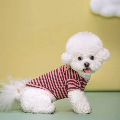 Pink Summer Clothes for Small Dogs Fashion T-Shirt Bear Print Puppy Thin Strip Vest Pet Clothes TRENDYPET'S ZONE