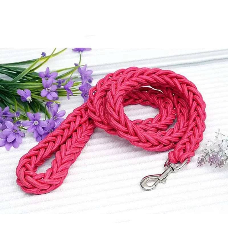 Pink Super Strong Coarse Nylon Dog Leash Double Row Adjustable Collar For Medium Large Dogs TRENDYPET'S ZONE