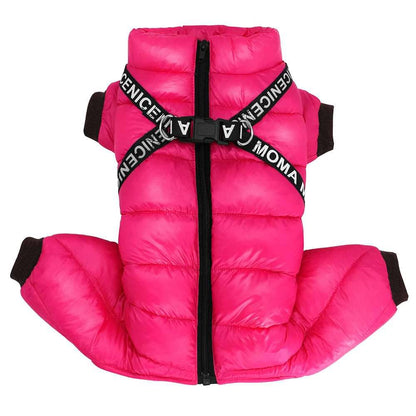 Pink Super Warm Waterproof Dog Coat with Harness TRENDYPET'S ZONE