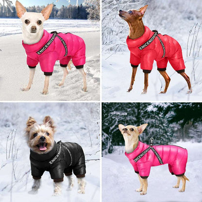 Pink Super Warm Waterproof Dog Coat with Harness TRENDYPET'S ZONE