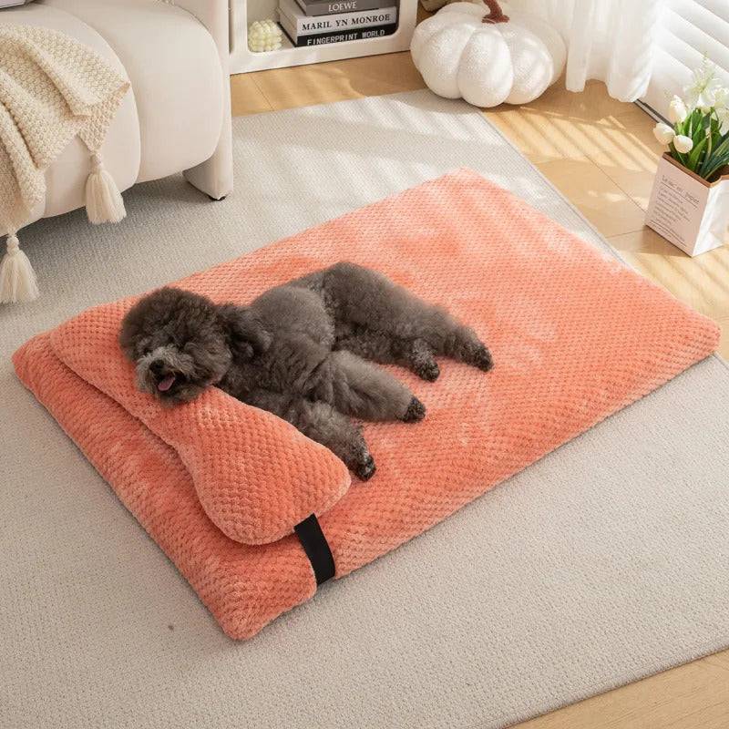 Pink Warm Calming Dog Puppy Bed Mat Pillow Fluffy Plush with Removable Washable Cover for X-Large, Large, Medium, Small Dogs - Trendypet's Zone