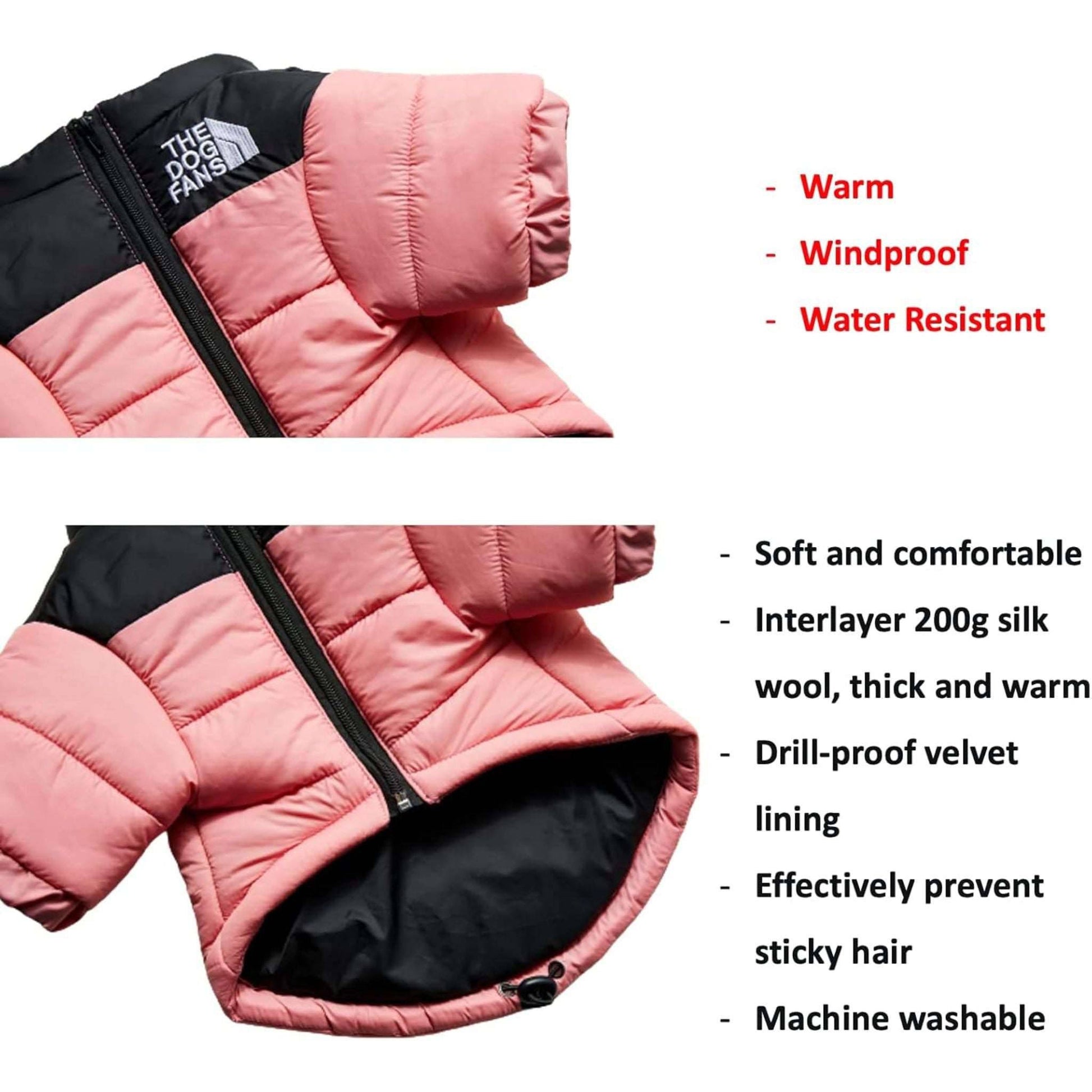 Pink Warm Stylish Dog Windproof Snow Cold Weather Coats Jackets for Puppies Small Medium Large Dogs TRENDYPET'S ZONE