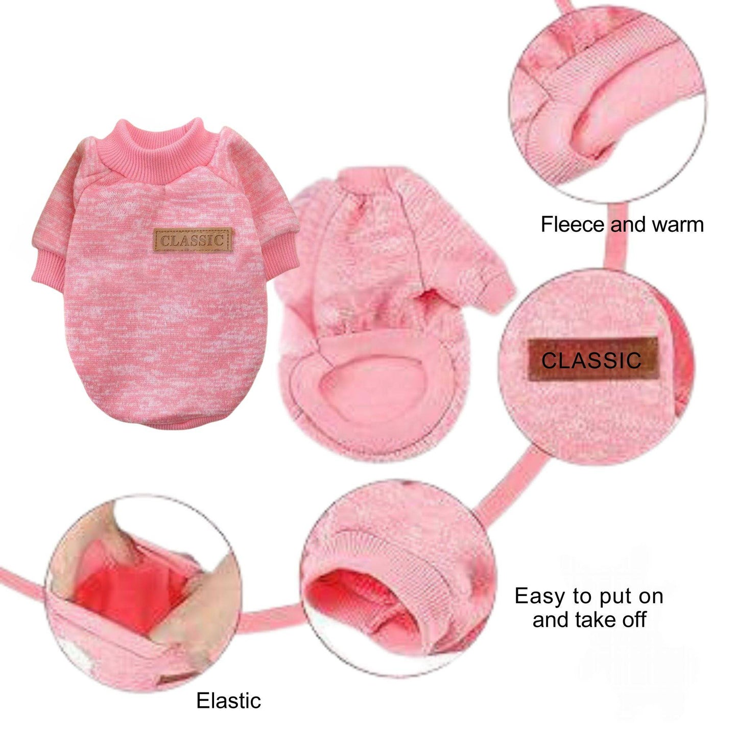 Pink Warm Winter Dog Clothes Classic Pet Sweatshirt Vest TRENDYPET'S ZONE