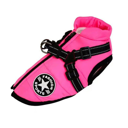 Pink Winter Pet Clothes For Small Large Dogs Warm Fleece Jacket Waterproof With Harness Clothing Puppy Costume TRENDYPET'S ZONE