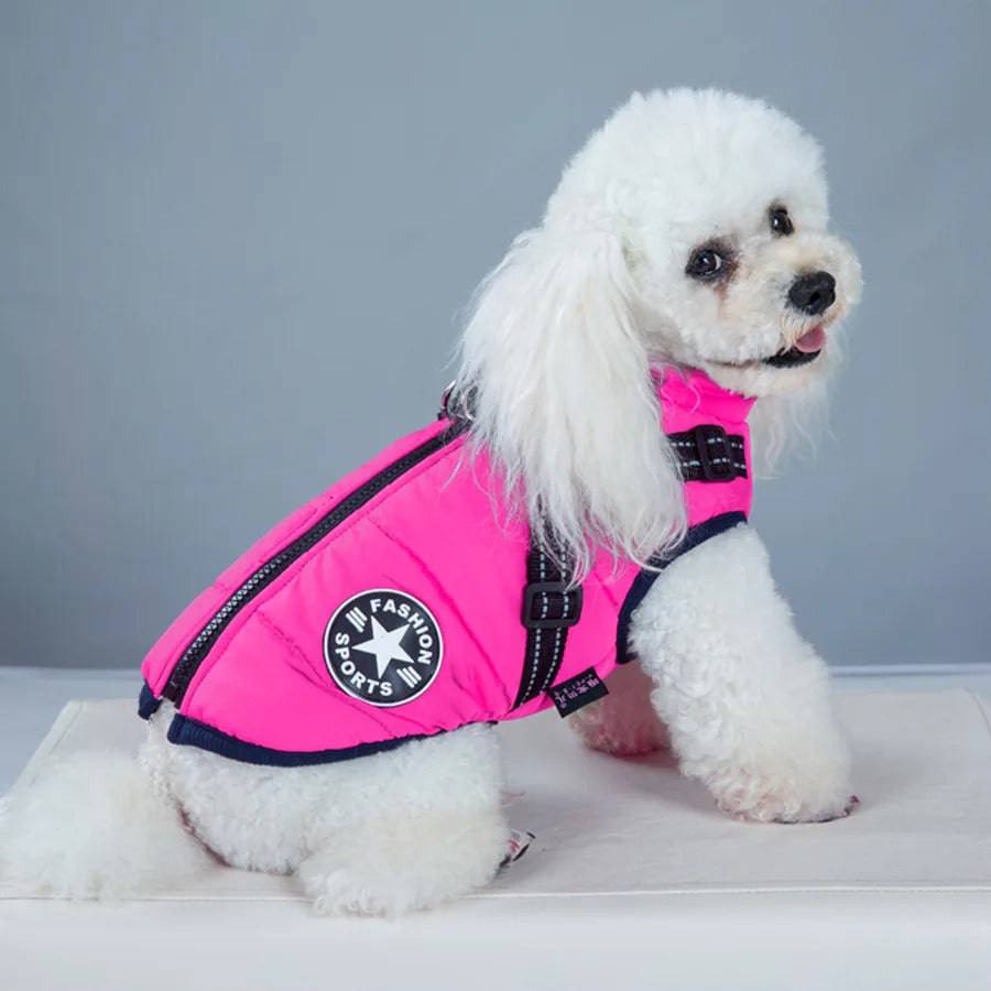 Pink Winter Pet Clothes For Small Large Dogs Warm Fleece Jacket Waterproof With Harness Clothing Puppy Costume TRENDYPET'S ZONE