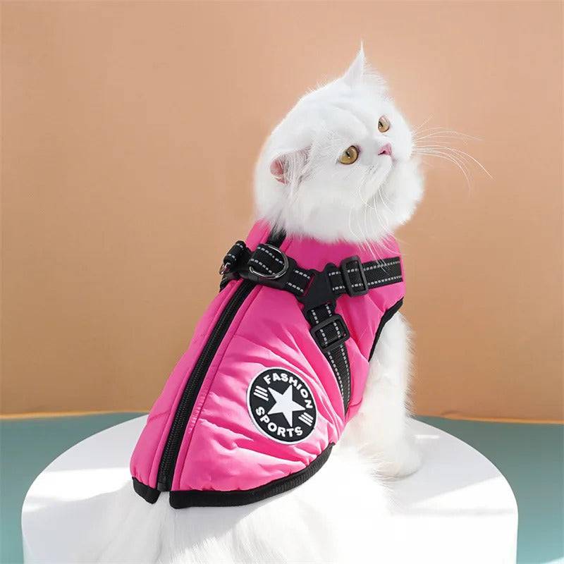 Pink Winter Pet Clothes For Small Large Dogs Warm Fleece Jacket Waterproof With Harness Clothing Puppy Costume TRENDYPET'S ZONE