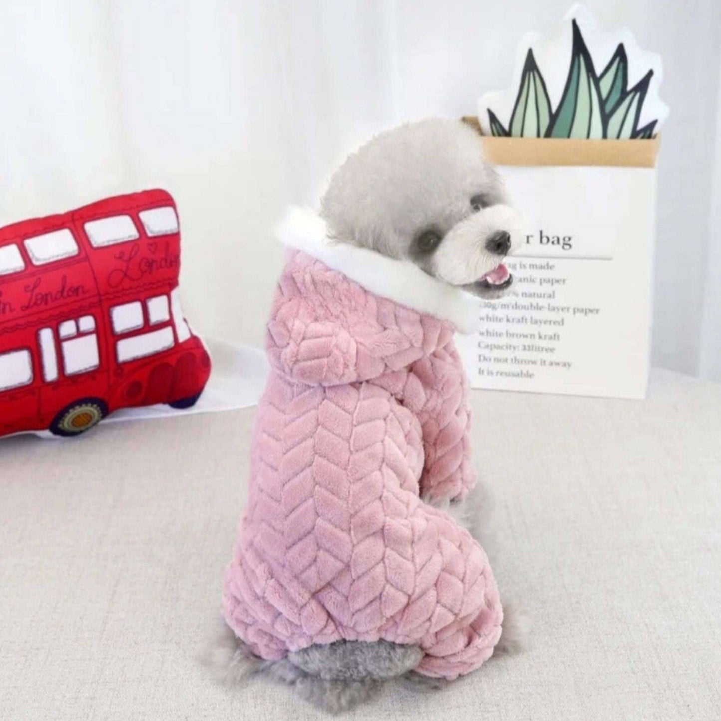 Pink Winter Pet Dog Clothes Thicker Polyester Cotton Coat Jumpsuit Four-Legged Down Puppy Jackets - Trendypet's Zone