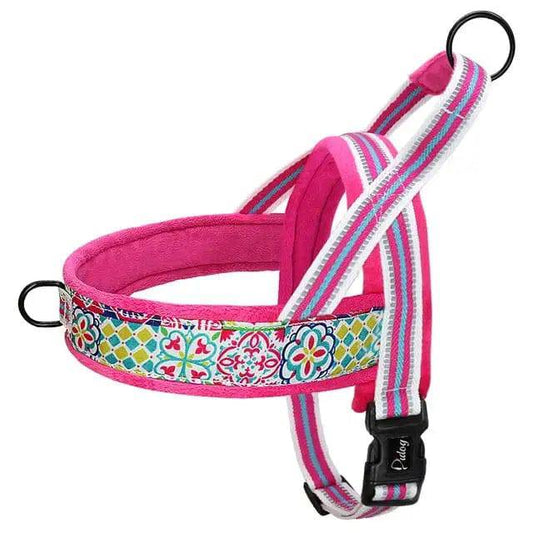 Pink With Multi Design Warm Harness Vest Winter Soft Padded Pet Training Adjustable For Small Large Dog Puppy TRENDYPET'S ZONE