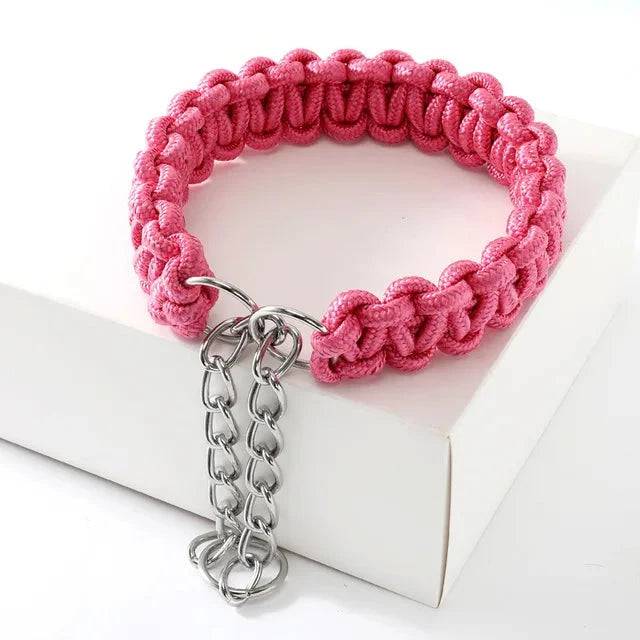 Pink Woven Dog Collars P Chain Nylon Adjustable Collar For Small Medium And Large Dogs TRENDYPET'S ZONE