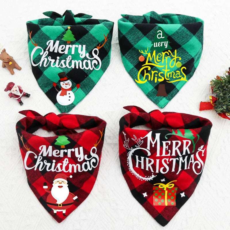 Plaid Christmas Pet Reversible Bandana Scarf Bibs Xmas Decor TRENDYPET'S ZONE