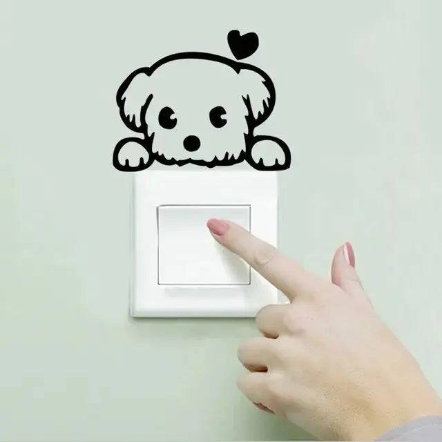 Puppy Heart Cute Dogs Switch Panel Stickers For Home Decoration Diy Cartoon Puppy Animals 3d Vinyl Mural Art Kids Room Wall Decals Posters TRENDYPET'S ZONE