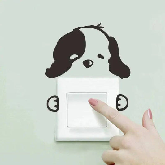 Puppy Paw Cute Dogs Switch Panel Stickers For Home Decoration Diy Cartoon Puppy Animals 3d Vinyl Mural Art Kids Room Wall Decals Posters - Trendypet's Zone