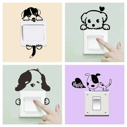 Puppy Paw Cute Dogs Switch Panel Stickers For Home Decoration Diy Cartoon Puppy Animals 3d Vinyl Mural Art Kids Room Wall Decals Posters TRENDYPET'S ZONE