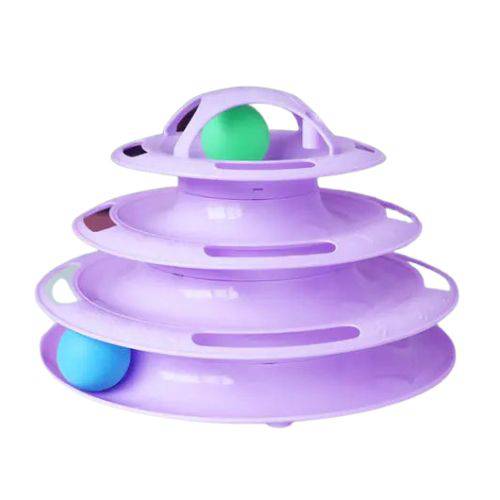 Purple 3/4 Levels Pet Cat Toy Training Amusement Plate Kitten Tower Tracks Triple Disc Tumbler Ball Interactive TRENDYPET'S ZONE