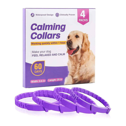 Purple Dog Calming Collar 4Packs/60Days Relieve Anxiety Protection Retractable Collars For Puppy to Large Dogs TRENDYPET'S ZONE