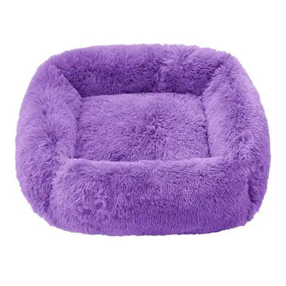 Purple Fluffy Dog Sofa Bed Square Pet Beds Cat Mat Plush Dogs House Indoor Winter Warm Pet Sleeping Kennel For Small Medium Large Dogs TRENDYPET'S ZONE