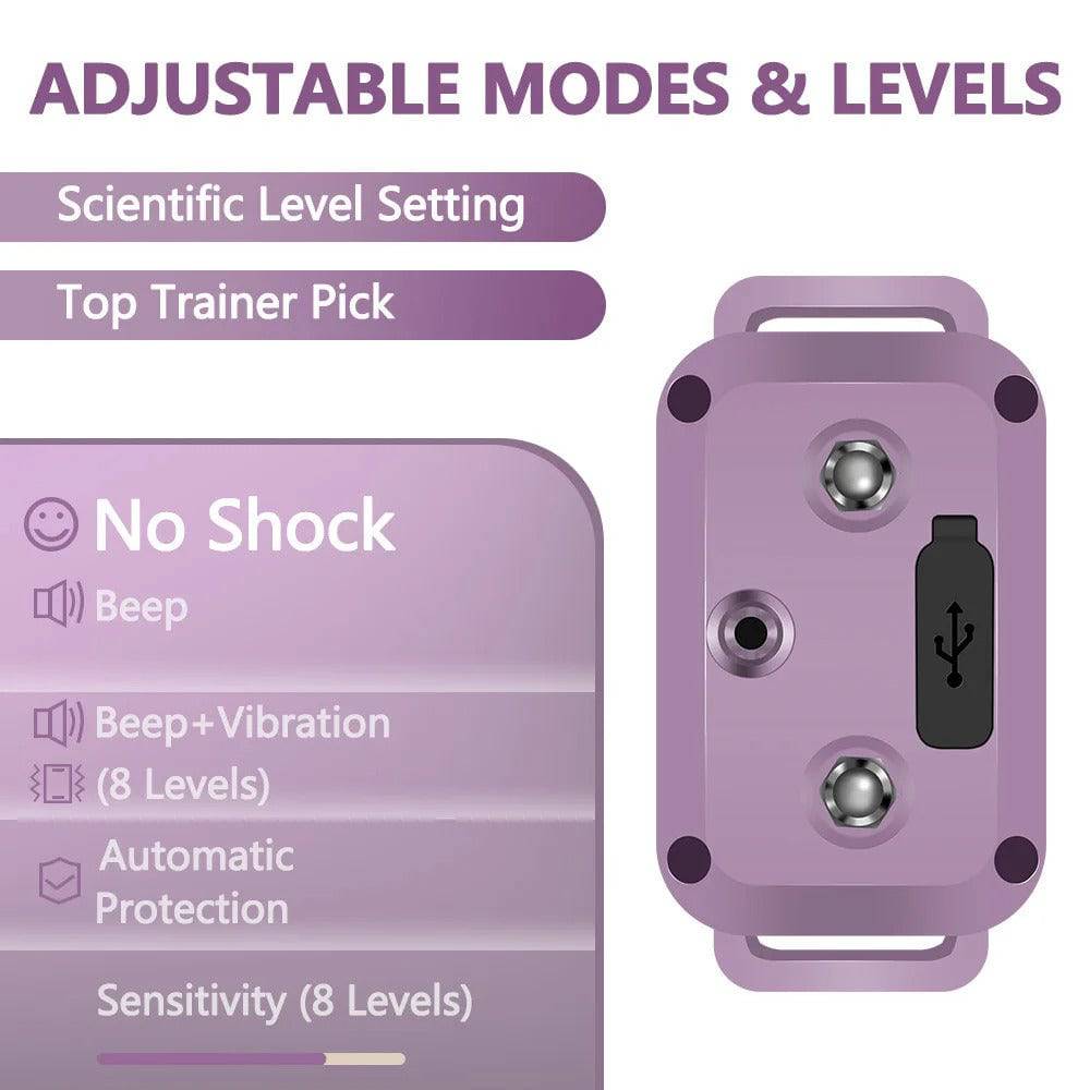 Purple Smart Anti Barking Collar for Small Medium Large Breed Dogs Rechargeable Puppy Bark Collar with 4 Training Modes & 8 Adjustable Sensitivity TRENDYPET'S ZONE