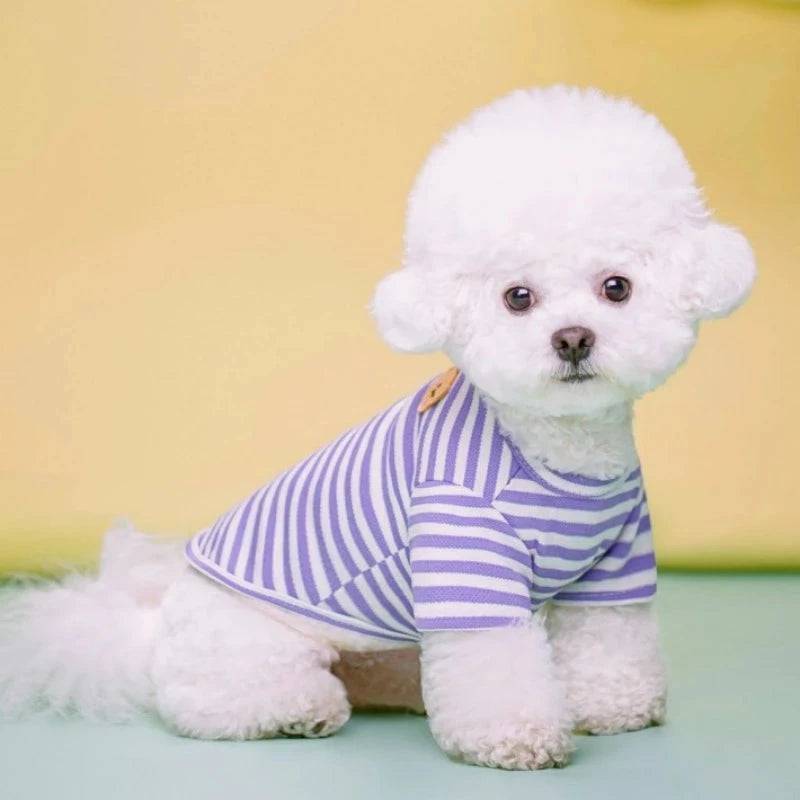 Purple Summer Clothes for Small Dogs Fashion T-Shirt Bear Print Puppy Thin Strip Vest Pet Clothes TRENDYPET'S ZONE