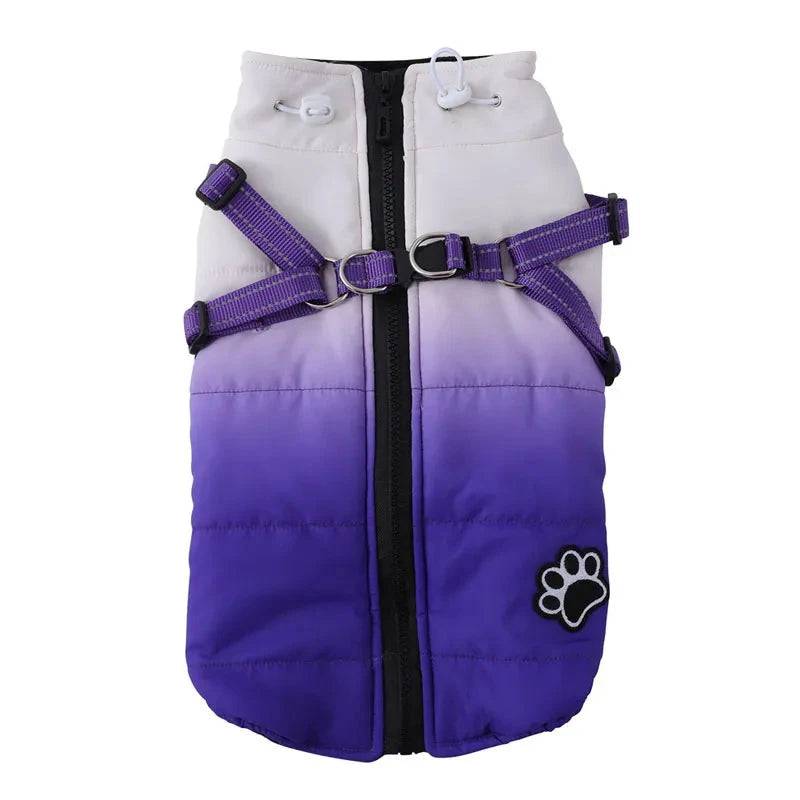 Purple Waterproof Dog Jacket With Harness Winter Warm Pet Clothes For Small Big Dogs Coat Outfits TRENDYPET'S ZONE