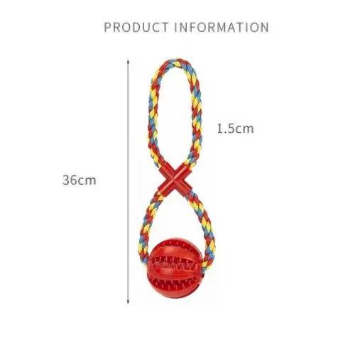 Red Ball Blue & Yellow Hemp Rope Toys Treat Interactive Rubber Leaking Balls for Small Dogs Chewing Bite Resistant Pet Tooth Cleaning TRENDYPET'S ZONE