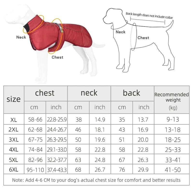 Red Big Dog Jacket Waterproof Winter Warm Clothes for Medium Large Dogs Coat Costume Outfits TRENDYPET'S ZONE