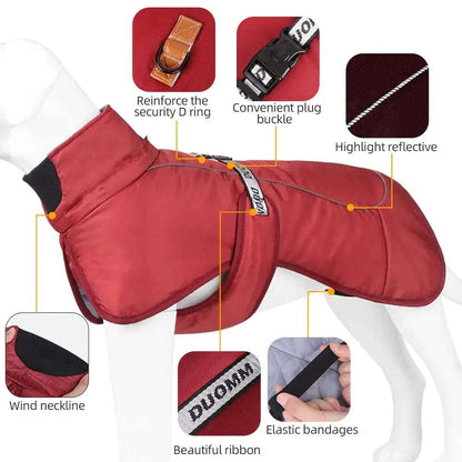 Red Big Dog Jacket Waterproof Winter Warm Clothes for Medium Large Dogs Coat Costume Outfits TRENDYPET'S ZONE