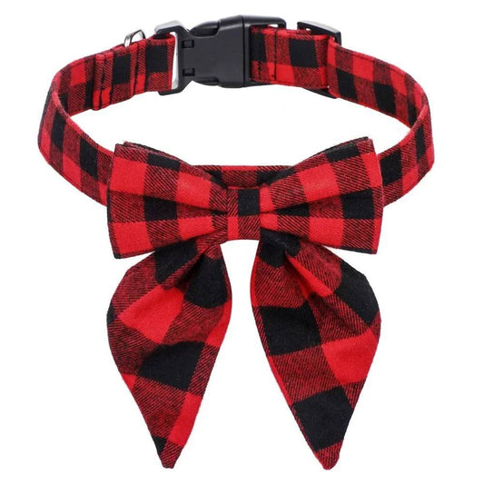 Red Black Christmas Snowflake Pet Collar Holiday Bow Design TRENDYPET'S ZONE