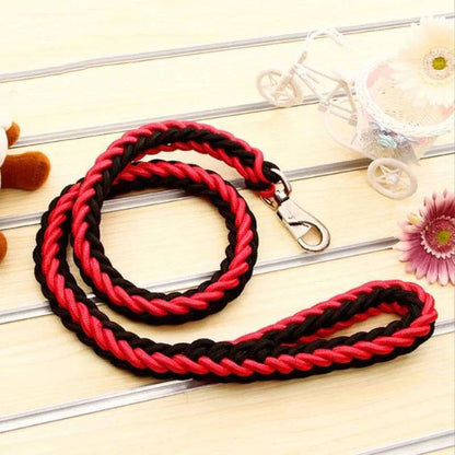 Red Black Super Strong Coarse Nylon Dog Leash Double Row Adjustable Collar For Medium Large Dogs TRENDYPET'S ZONE