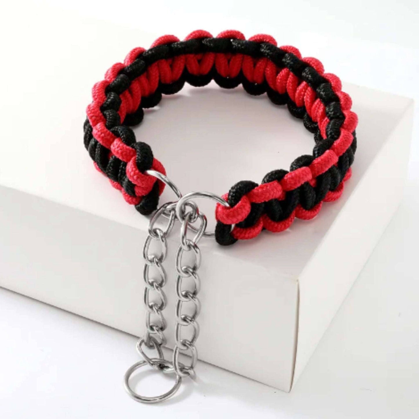 Red Black Woven Dog Collars P Chain Nylon Adjustable Collar For Small Medium And Large Dogs TRENDYPET'S ZONE