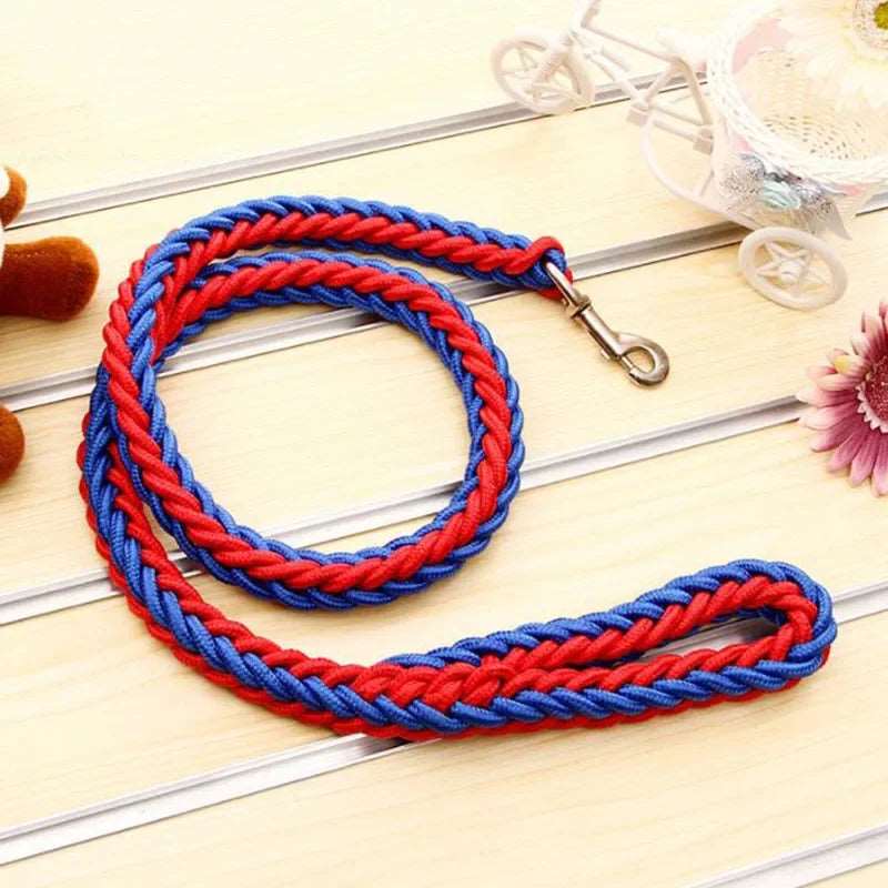 Red Blue Super Strong Coarse Nylon Dog Leash Double Row Adjustable Collar For Medium Large Dogs TRENDYPET'S ZONE