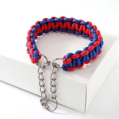 Red Blue Woven Dog Collars P Chain Nylon Adjustable Collar For Small Medium And Large Dogs TRENDYPET'S ZONE