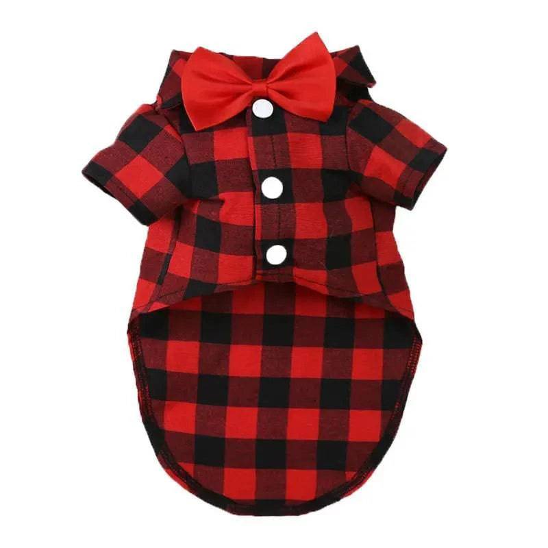 Red Bowtie Dog Shirts Classical Plaid Thin Breathable Summer Clothes for Small Large Dogs Puppy Vest Chihuahua Yorkies TRENDYPET'S ZONE