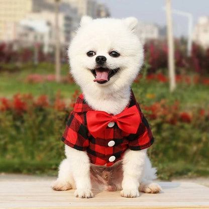 Red Bowtie Dog Shirts Classical Plaid Thin Breathable Summer Clothes for Small Large Dogs Puppy Vest Chihuahua Yorkies TRENDYPET'S ZONE